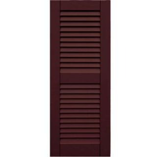 Winworks Wood Composite 15 in. x 39 in. Louvered Shutters Pair #657 Polished Mahogany 41539657
