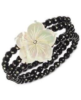 Onyx (122 ct. t.w.) and Mother of Pearl (32 mm) Flower Stretch