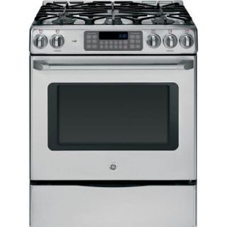 GE Cafe 30 in. 5.4 cu. ft. Gas Range with Self Cleaning Convection Oven in Stainless Steel CGS975SEDSS