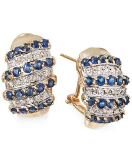 Sapphire (3 1/3 ct. t.w.) and Diamond (5/8 ct. t.w.) Four Row Earrings