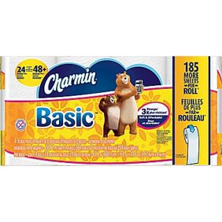 Charmin Basic 1 Ply Bath Tissue Rolls, 24 Double Rolls/Case
