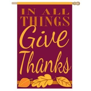 Evergreen 2 ft. x 4 ft. Regular Applique In All Things Give Thanks Flag 158250