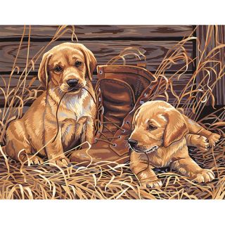 Dimensions Paint By Number Kit, 14" x 11", Puppies Plaything