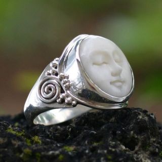 Cow Bone Face of the Moon Ring (Indonesia)   Shopping