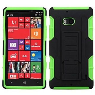 Insten Rubberized Car Armor Stand Protector Case For Nokia Lumia Icon 929, Black/Electric Green