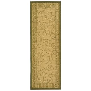 Safavieh Courtyard Natural and Olive Rectangular Indoor and Outdoor Machine Made Runner (Common: 2 x 10; Actual: 28 in W x 109 in L x 0.42 ft Dia)