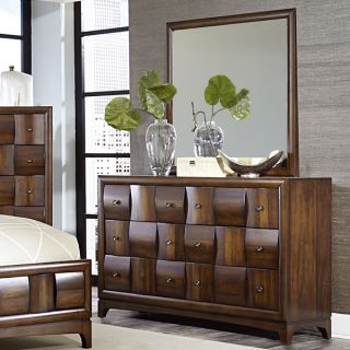 Darian Classic Medium Walnut 6 drawer Dresser and Mirror