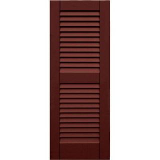 Winworks Wood Composite 15 in. x 40 in. Louvered Shutters Pair #650 Board and Batten Red 41540650