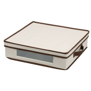 Household Essentials 4 in W x 14.5 in H x 14.5 in D Natural with Brown Trim Fabric Bin