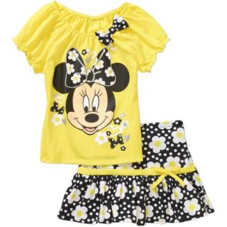 Minnie Mouse Toddler Girls' Puff Sleeve Tee and Skirt Outfit Set