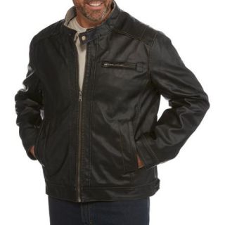 Big Men's Faux Leather Jacket with Sherpa Lining
