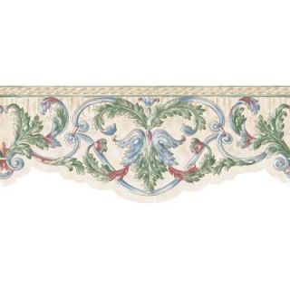 The Wallpaper Company 8 in. x 10 in. Green Scroll Border Sample WC1280664S