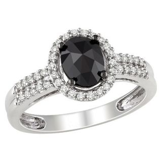 CT. T.W. Black and White Diamonds in 14K White Gold Cocktail Ring
