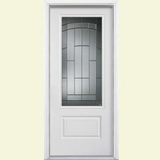 Masonite 36 in. x 80 in. Croxley Three Quarter Rectangle Primed Smooth Fiberglass Prehung Front Door with Brickmold 27196