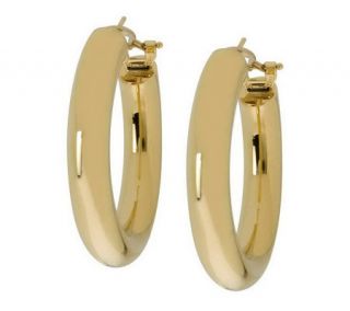 Arte dOro 1 3/8  Hoop Earrings with Omega Bac ks, 18K Gold —