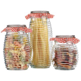 Home Essentials and Beyond 3 Piece Ribbed Bail Jar Set