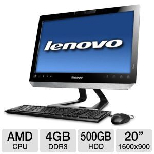 Lenovo C325 3095 XF1 Refurbished All In One PC   AMD Fusion E 450 1.65GHz, 4GB DDR3, 500GB HDD, 20 Display, DVDRW, AMD Radeon HD 6320M, Windows 7 Home Premium 64 bit
