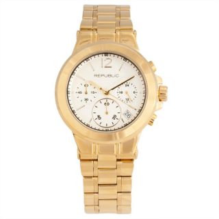 Republic Womens Goldtone Stainless Steel Runway Chronograph Watch