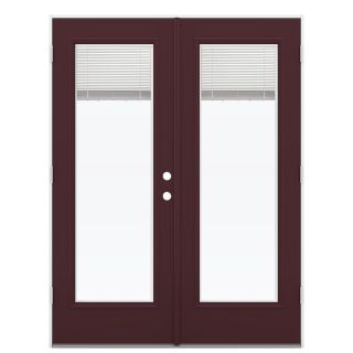 ReliaBilt 59.5 in Blinds Between the Glass Currant Steel French Outswing Patio Door