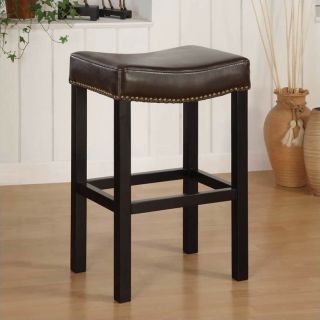 Armen Living Tudor 26" Backless Stationary Bar Stool in Brown Leather   LCMBS013BABC26