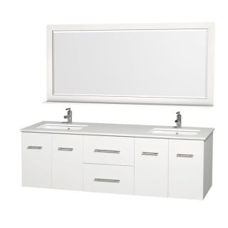 Centra White/ Green Glass 72 inch Double Bathroom Vanity Set