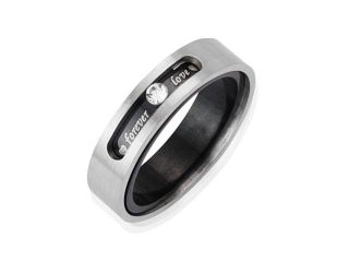 Men's 5.1mm Dual Layer Stainless Steel CZ Forever Love Twistable Band Ring Men (Sizes 7 10)