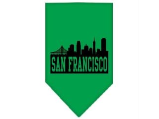 Mirage Pet Products 66 82 LGEG San Francisco Skyline Screen Print Bandana Emerald Green Large