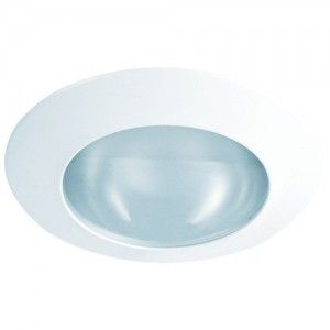 Elco Lighting EL22SH Recessed Lighting Trim, 6" Line Voltage Glass Shower Trim   White Lexan Ring with Frosted Glass