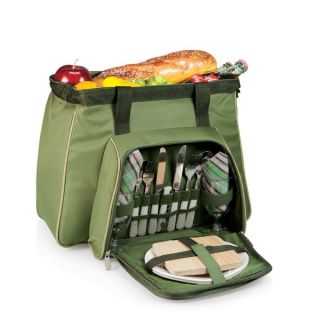Picnic Time Toluca Pine Green Insulated cooler picnic svc for 2