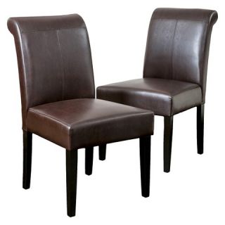 Canberra Roll  Top Bonded Leather Dining Chairs (Set of 2