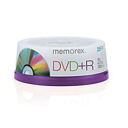 Memorex DVDR Recordable Media Spindle 4.7GB120 Minutes Pack Of 25