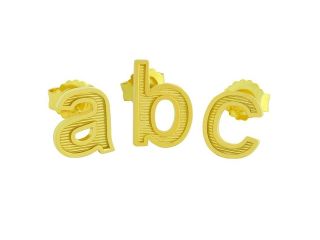 .925 Sterling Silver Nickel Free Gold Plated Lowercase Initials Earring (Single)