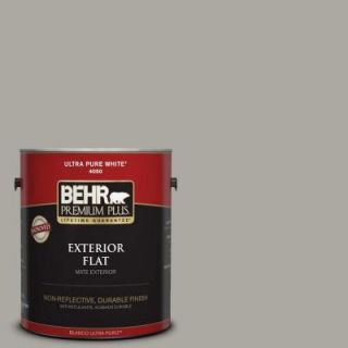 BEHR Premium Plus 1 gal. #N360 3 Still Gray Flat Exterior Paint 440001
