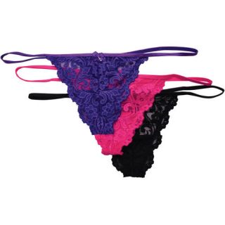 Smart & Sexy Women's Lace Thong Panties 3 Pack, Style Sa239