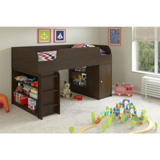 Altra Elements Resort Cherry Loft Bed with Bookcase and Toy Box by