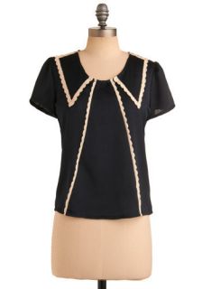 Tulle Clothing Take a Shine To Top in Onyx  Mod Retro Vintage Short Sleeve Shirts