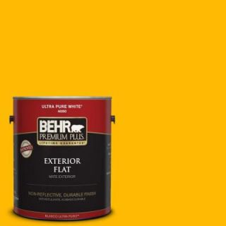 BEHR Premium Plus 1 gal. #340B 7 Empire Yellow Flat Exterior Paint 430001