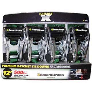 SmartStraps 12' 1500 lbs. RatchetX, Green 4 Pack