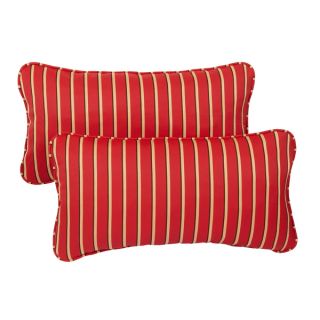 Red/Gold Stripe Corded 12 x 24 inch Indoor/ Outdoor Lumbar Pillows