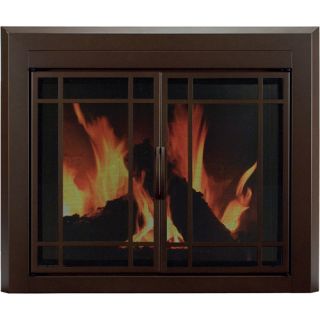 Pleasant Hearth Eaton Cabinet Prairie Style Fireplace Glass Door, Burnished Bronze, Large, ET 5502