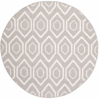 Safavieh Dhurries Grey and Ivory Round Indoor Woven Area Rug (Common: 6 x 6; Actual: 72 in W x 72 in L x 0.42 ft Dia)
