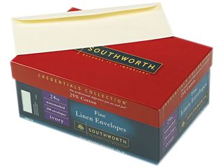 Southworth J564 10 Linen #10 Envelope, V Flap, Ivory, 250/Box