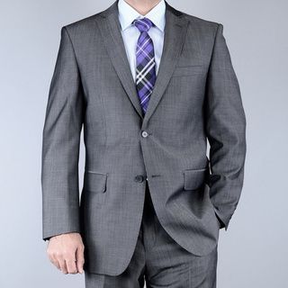 Mens Grey Sharkskin 2 button Wool Suit  ™ Shopping   Big