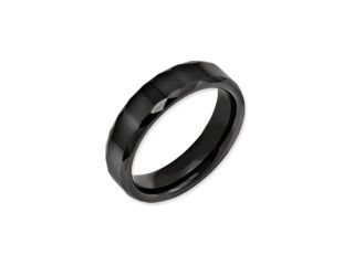 Black Ceramic, 6mm Faceted Edge Comfort Fit Band Size 10.5