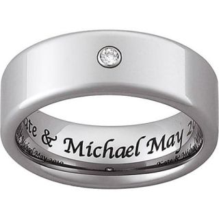 Personalized Tungsten with Cubic Zirconia Message Band