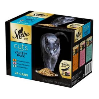 SHEBA Cuts in Gravy Variety Pack Chicken, Salmon & Tuna Entrées Canned Cat Food 3 oz. (Pack of 24)