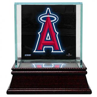 Glass Baseball Case with Team Logo Background   Los Angeles Angels of Anaheim   7503760