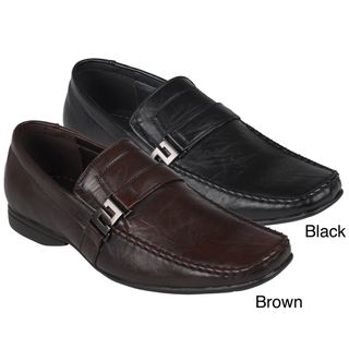 Boston Traveler Mens Square Toe Slip On Faux Leather Loafers