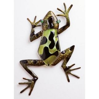 18.5" Shiny Climbing Frog Glass Wall Decor