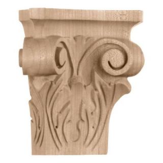 Ekena Millwork 2 1/2 in. x 4 3/4 in. x 5 in. Small Square Onlay Acanthus Capital ONLCP5CH